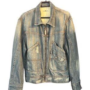 WILD WEST Classic Denim Distressed Jacket size extra large